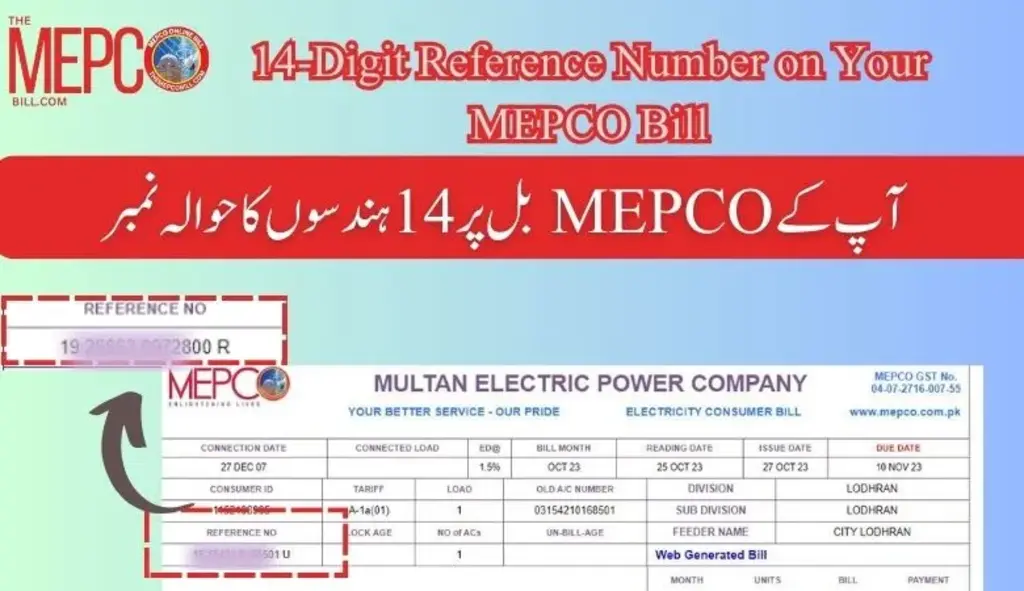 mepco bill reference number in electricity bill
